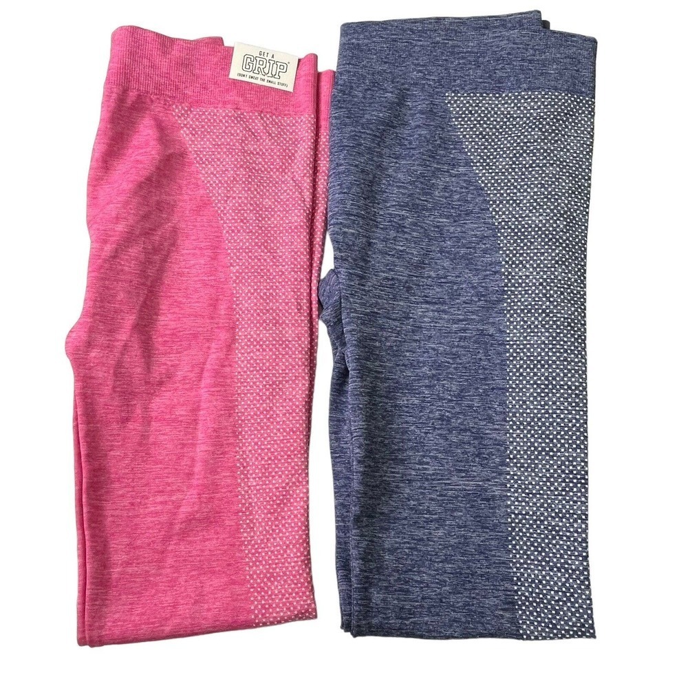 Get A Grip Leggings Women's Sz S/M Lot Of 2 Activewear Pants Yoga Pink Blue